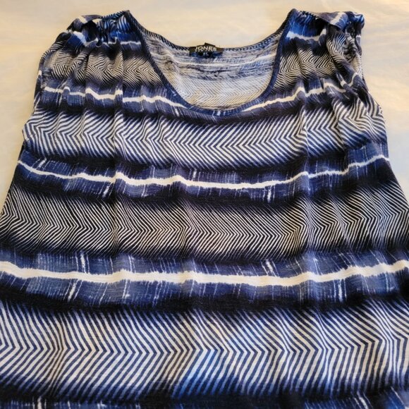 Jones New York Stripped Tunic Blue White Women Blouse Top Sleeveless Small - Picture 7 of 12